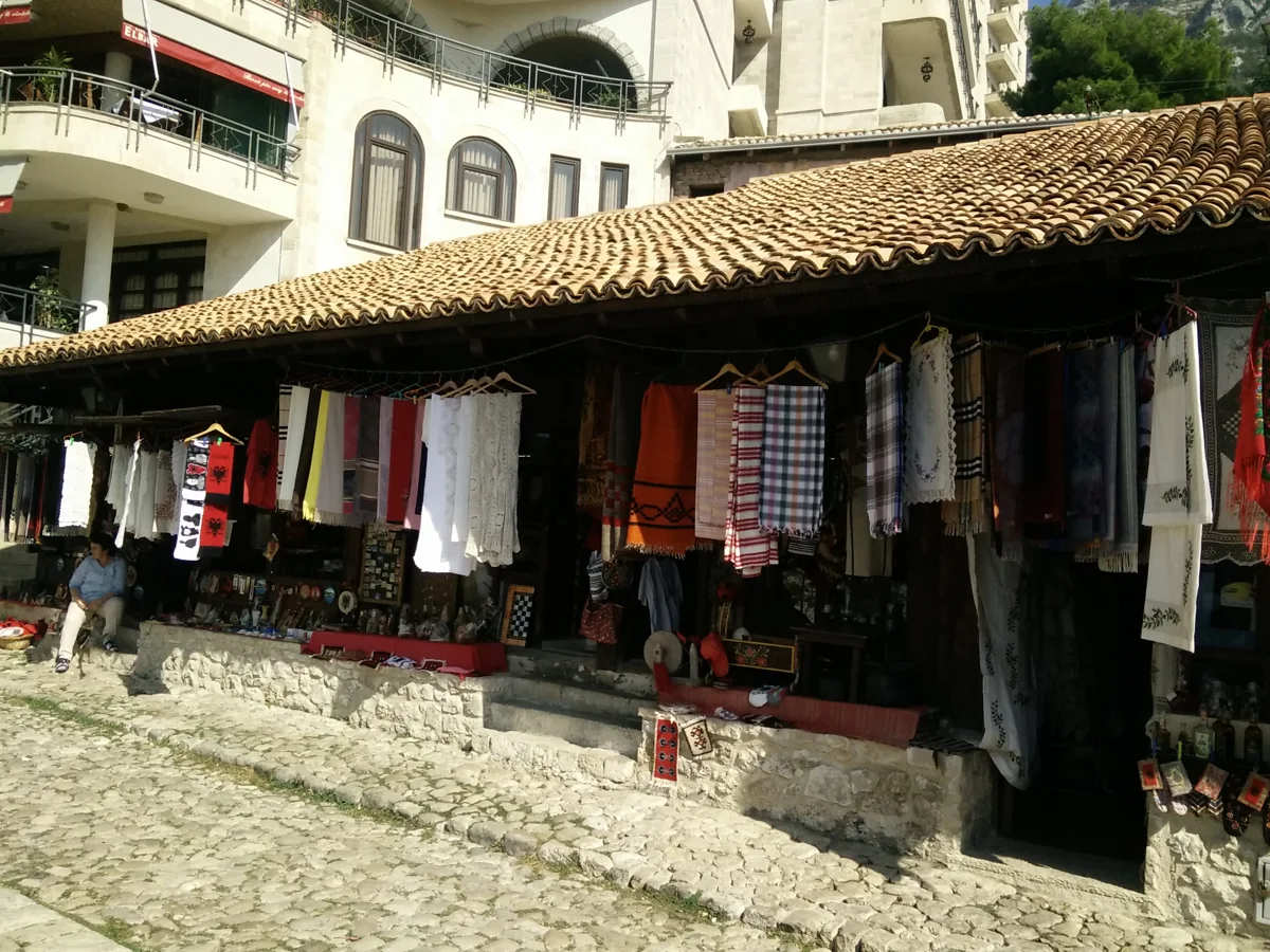 Cobbled Kruja bazaar on a driving day from Durres